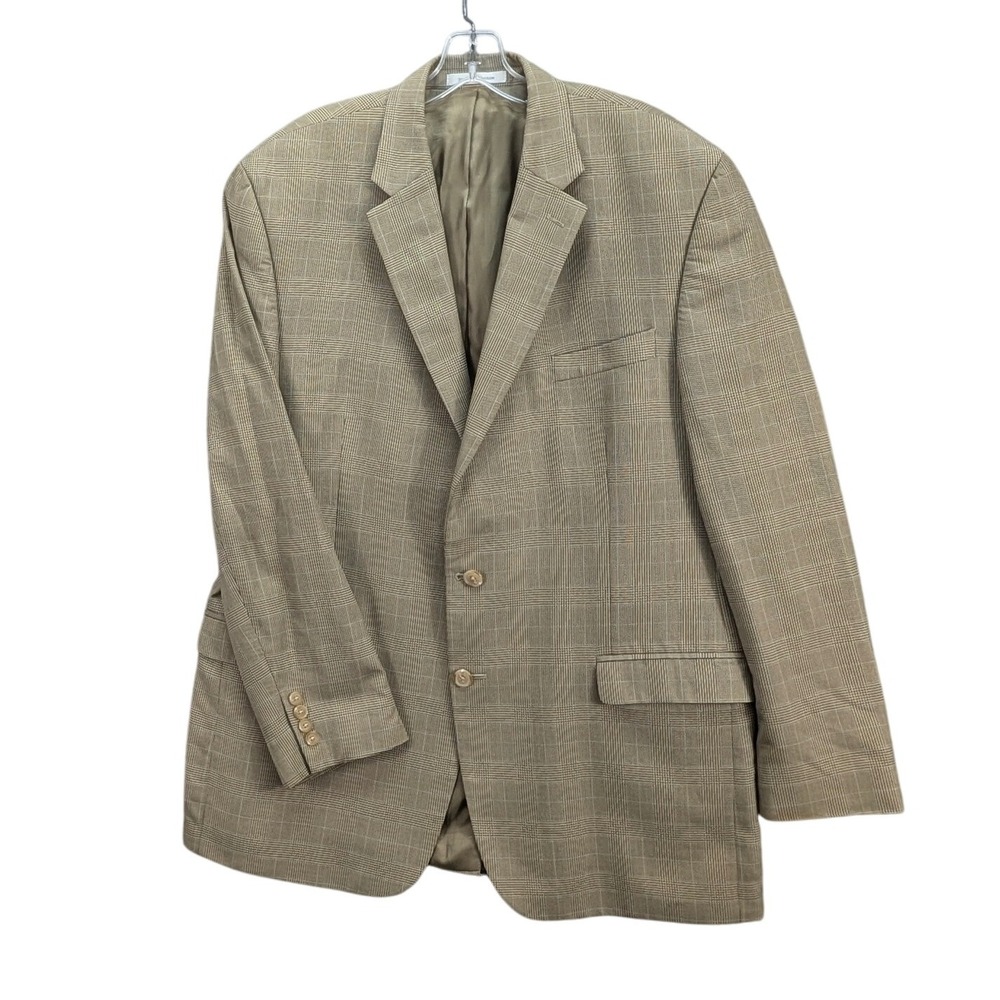 Lauren Ralph Lauren Men's Plaid Sport Coat Blazer‎ Jacket Size 46L Tan Vented